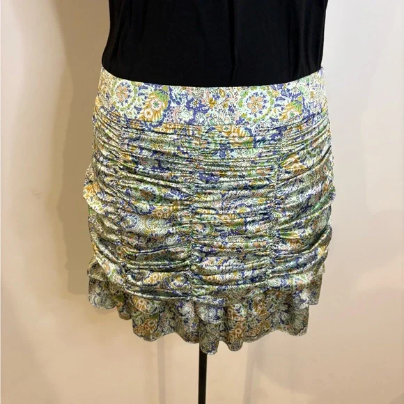 Zara Ruched Floral Mini Skirt Ruffle Hem Y2K Cottagecore Size M - Picture 5 of 7